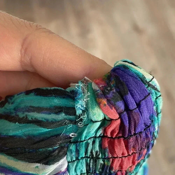 2B Bebe Strapless Sweetheart Peacock Hi-Lo Dress Sz S - Picture 9 of 10